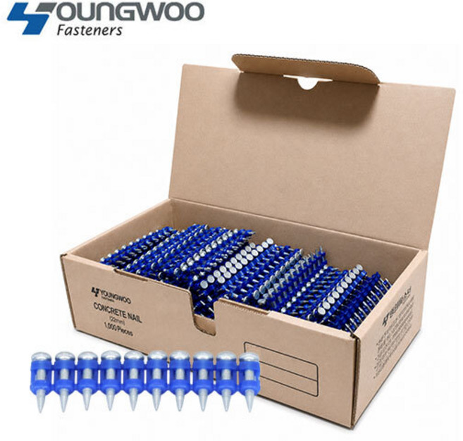 영우화스너 콘크리트 가스핀 22mm 1갑(1000발) 에어핀 못총알 GCP3022, 1개