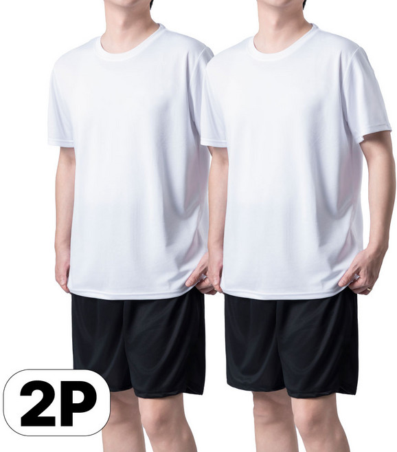 레오렉스 1+1 남성 런닝 스포츠 기능성 무지 반팔 트레이닝복 세트