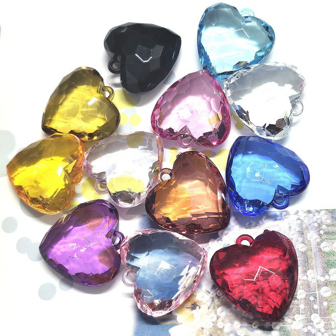 Bead 다양한 고리형 빅구슬 컬러믹스 한팩 모양선택, 42mm각하트 (5개)