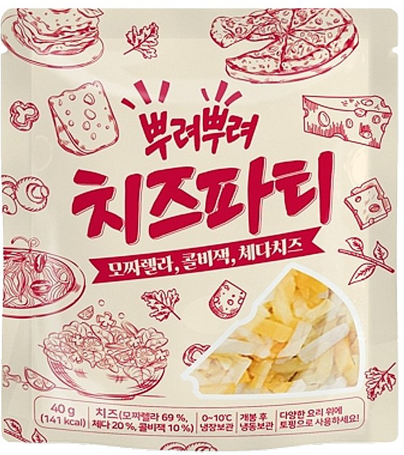뿌려뿌려 치즈파티 모짜렐라 콜비잭 체다치즈, 7개, 40g