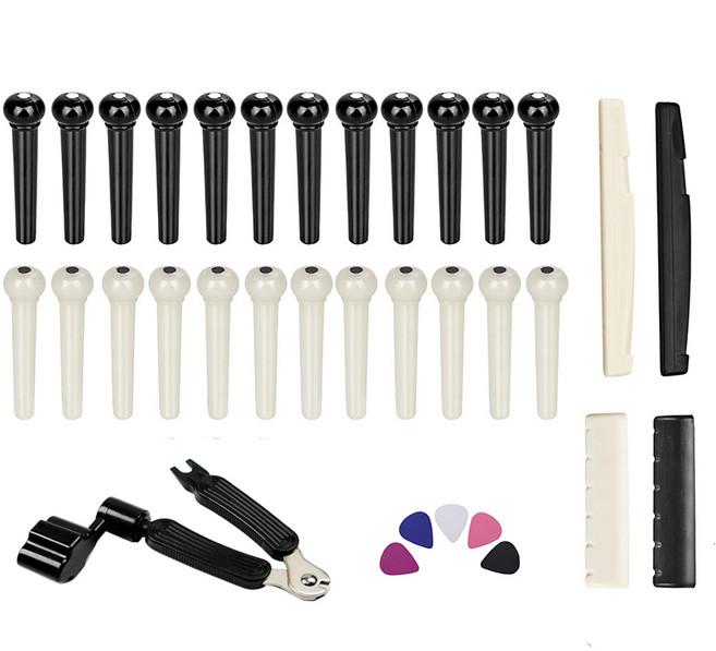 케이투엠 기타 통기타 브릿지 핀 24P 상현주 하현주 3IN1 리무버 줄감개 조합 세트, 혼합, 1세트