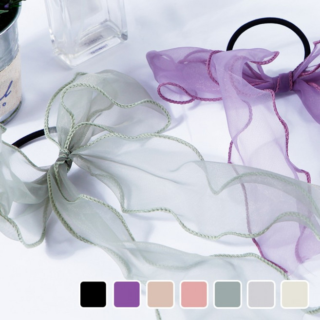 쉬폰 오간자 리본 끈 골프 스카프 머리끈