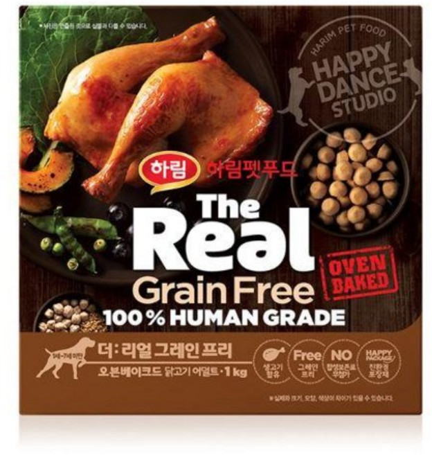 하림펫푸드 어덜트 강아지 더리얼 그레인프리 오븐베이크드 사료, 닭, 1kg, 1개