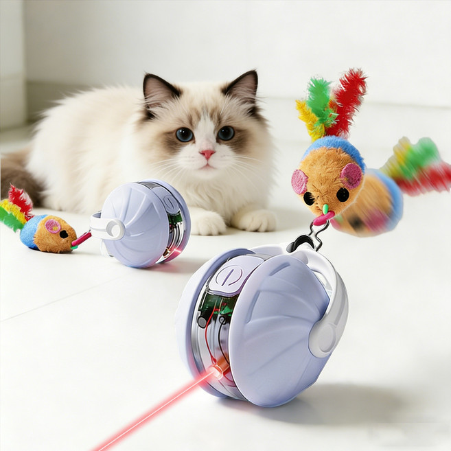 고양이 자동장난감 움직이는 공 빛점놀이 저소음 꼬리잡기 스마트 볼, 1개, 그레이블루