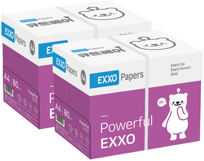 엑소 큐트베어 A4 복사용지(A4용지) 80g 2BOX(4000매), 2박스