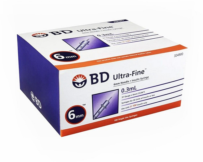 BD 인슐린 주사기 울트라파인 0.3cc 0.5cc 1cc 6mm 8mm 일회용 멸균 당뇨 시린지 애견 실린지, 1개