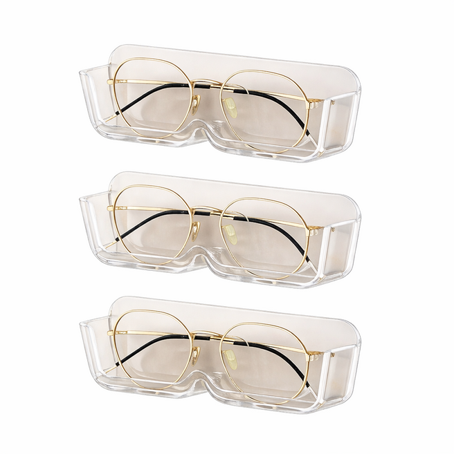 1+2 리브스탠다드 무타공 접착식 안경 거치대, 3개, 투명