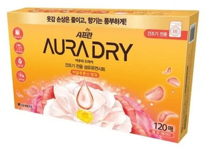 샤프란 아우라 드라이 건조기전용 섬유유연시트 윌유메리미 120매, 10개