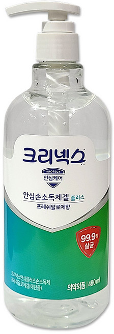 크리넥스 안심케어 손소독제겔 플러스 프레쉬알로에향, 1개, 480ml