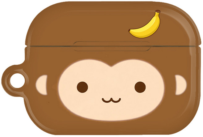 큐티 얼빡 원숭이 동물 일러스트 하드 에어팟 케이스, 1개, 바나나VER - 원숭이 - 타입 2, 에어팟프로3세대_(원숭이-큐티얼빡동물일러스트)