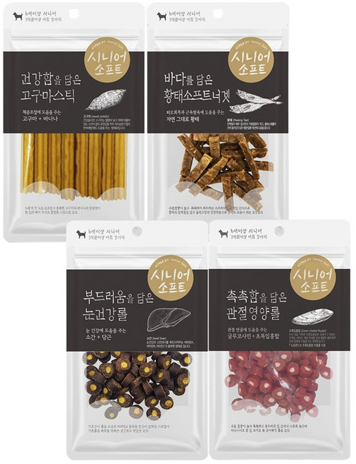 (3개묶음)[시니어소프트] 부드러운 노령견 간식 4종, 눈 영양롤, 100g, 3개