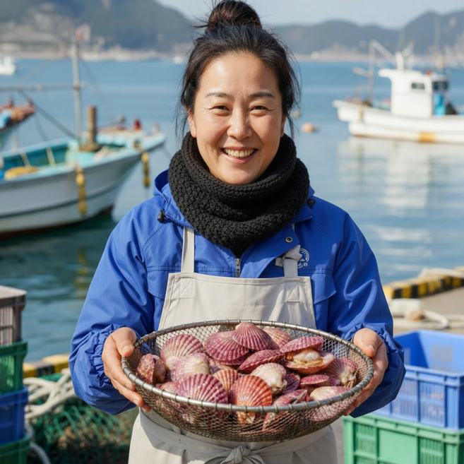 4위 - [당일조업] 통영 고성 싱싱한 세척 홍 가리비, 1개, 3kg