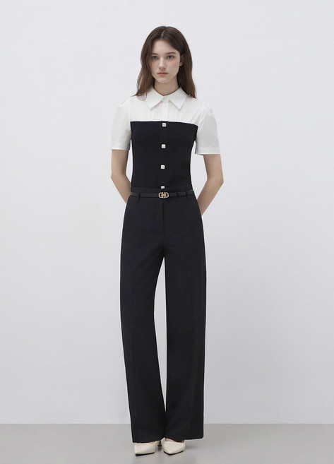 잇미샤 잇미샤 뷔스티에 배색 셔츠 블라우스 (ITQ4YBL710)_DG_DG