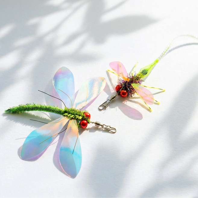 크레용펫 잠자리 2종 고양이 낚시대 리필 교체 장난감, 1개, 홀로그램 왕잠자리