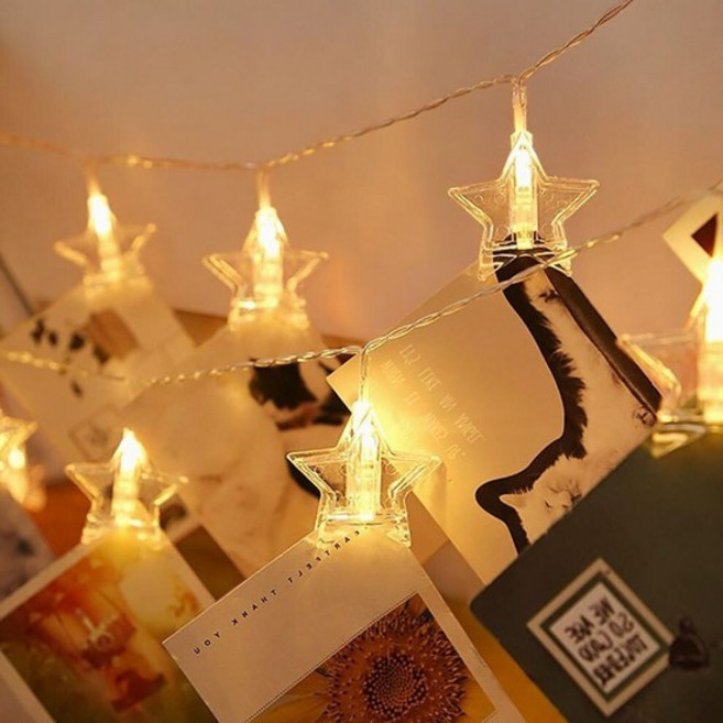 사진걸이 게더릭 20구 LED 별 집게 전구 3M 웜색, 없음