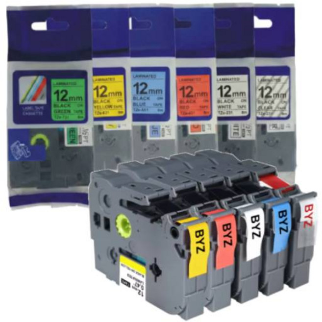 브라더 호환 라벨기 테이프 색상 다양 PT-P300BT PT-P710BT PT-D600 PT-D610BT PT-D200 PT-D200LB PT-P710BTWH, 9mm, 실버바탕 검정문구 XZe9_1