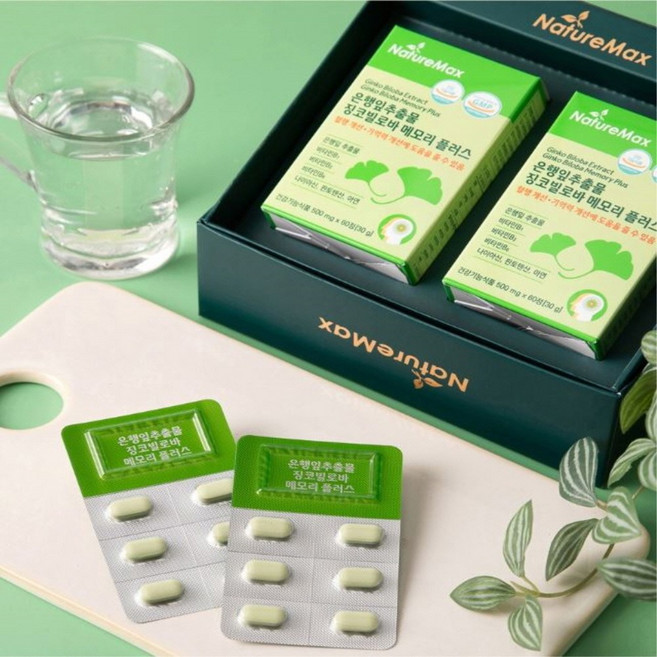 부모님두뇌건강 미국산은행잎추출물 2개월분 60대70대 혈행기억력집중력개선 아미노산혼합분말, 1개, 120정