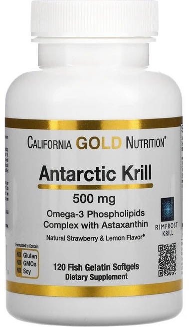 캘리포니아 골드 뉴트리션 Antarctic 크릴 오일 500mg 120정 아스타잔틴 오메가3 DHA EPA 인지질 함유, 1개, 기본 - 쿠팡