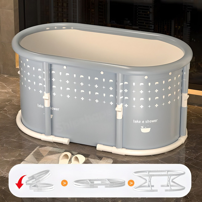 Shipshape 접이식 대형 목욕통 성인 반신욕조 가정용목욕통 설치 면제 서라운드 온도 유지목욕통 이동식 욕조, 1개