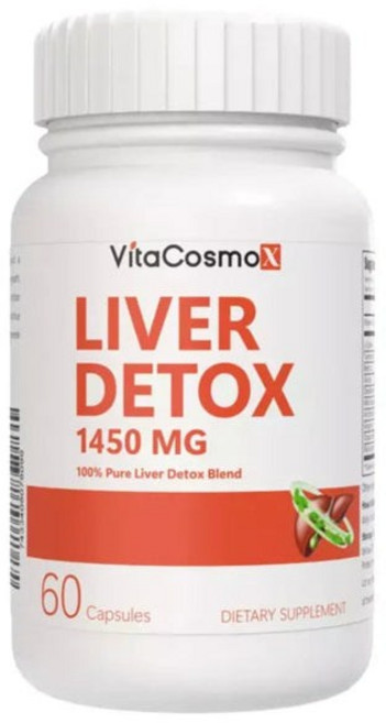 VitaCosmoX 비타코스모엑스 리버디톡스 Liver Detox 엘시스테인 글리신 비트 터메릭 진저 블랙페퍼 밀크씨슬 총 11 가지 1450mg 60캡슐, 1개, 60정