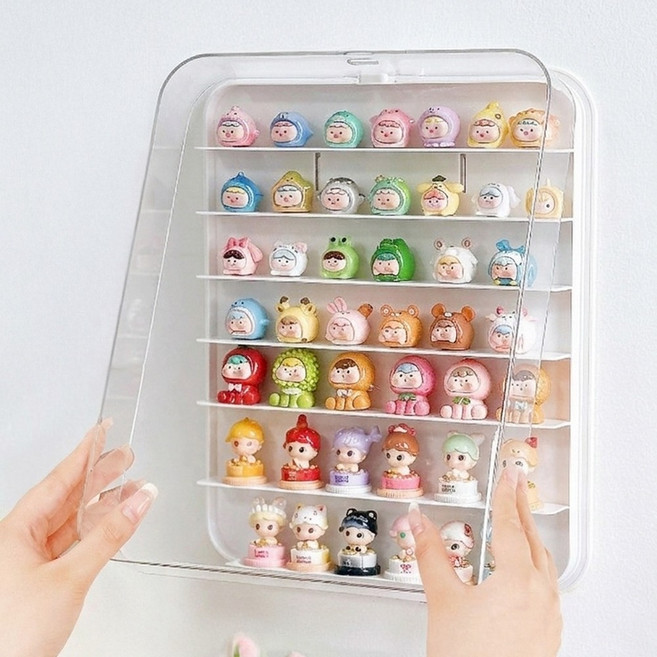 HK.sell 비비 미니어처 케이스 벽부착 진열장 보관함, 투명화이트, 1개