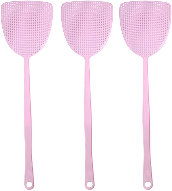 바이트 가정용 옛날 모기 파리채, 핑크, 3개