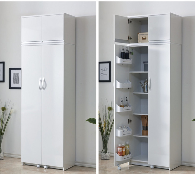 소스통보관 냉장고형 키큰 6단 주방 수납장 2200 / 선반 다용도 캐비넷