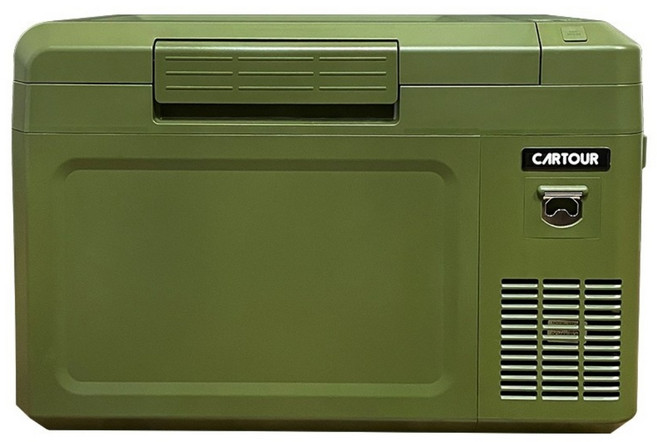 카투어 KP 휴대용 캠핑 차량용 냉장고 이동식 냉동고 25리터 12V 24V 220V, 카키