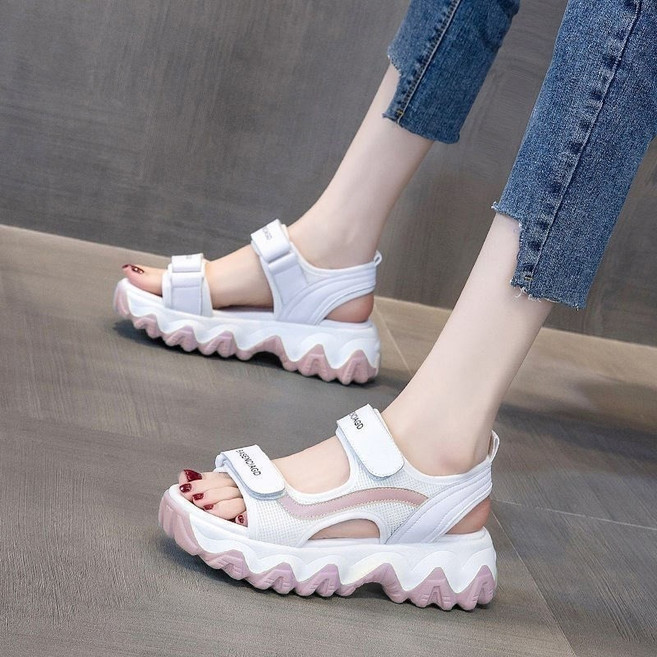9위 - BROWMODA 여성 캐주얼 발편한 경량 통굽 벨크로 스포츠 샌들