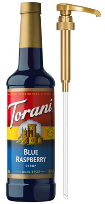 Torani Blue Raspberry Syrup for Drinks Flavoring for Iced Tea Lemonade and Sodas Pump Include, 1개