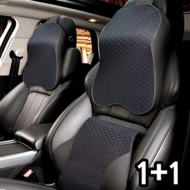 키젠 차량용 목쿠션 메모리폼 목베개 2개 ths*5449qX, 와인블랙