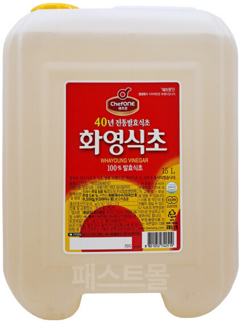 대상 쉐프원 화영양조식초, 1개, 15L