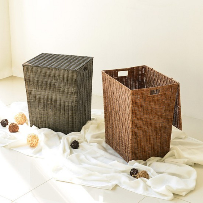 라탄 패턴 사각 햄퍼 80L, 내추럴, 1개