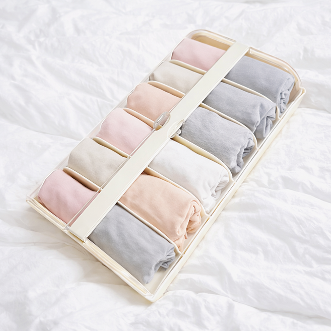 주앙이 먼지차단 한눈에정리 원터치뚜껑 속옷 정리함, 1개, 크림화이트