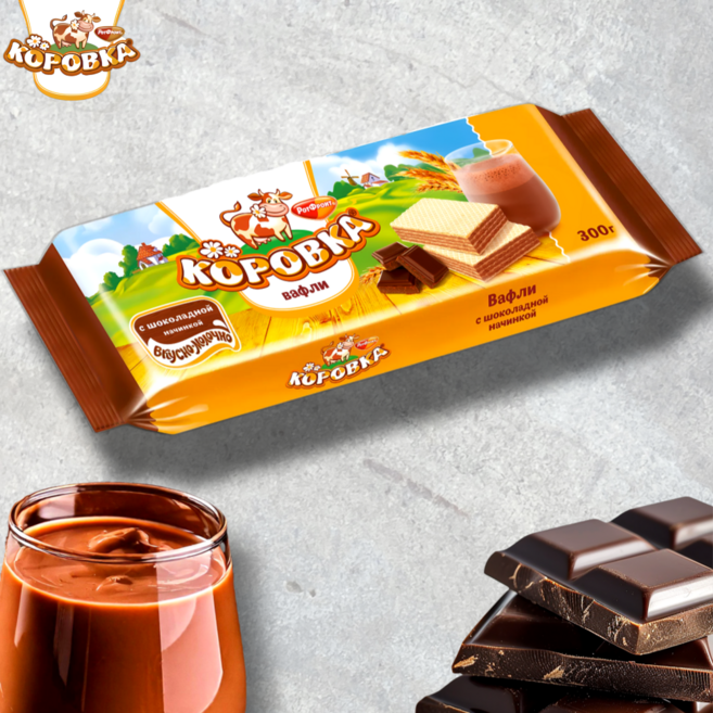 코로브카 웨하스 초코맛 와플 유럽 러시아 과자, 300g, 1개
