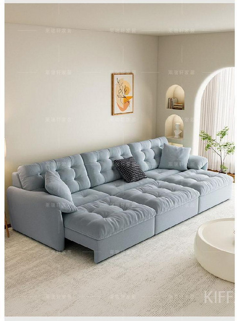 KIFFJOIT 등받이헤드 조절가능 전기 리클라이너 블루소파, 2.79m