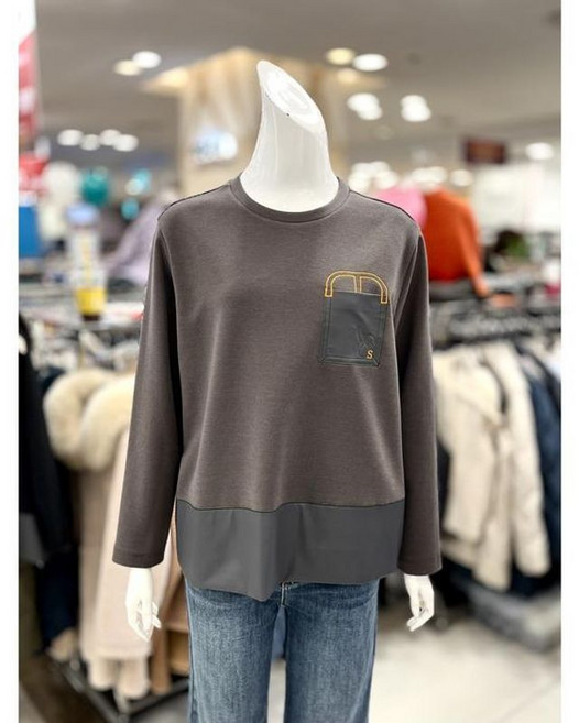 소고 이중 배색 라운드 티셔츠 AJ4TA22