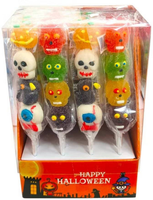 萬聖節棒軟糖 棒棒QQ糖 YUYU-SHOP 南瓜 骷髏頭 眼睛 烏鴉 不給糖就搗蛋, 1個, 48g