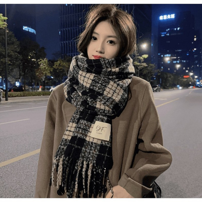 가무이 남여공용 체크 목돌이 울 머플러 D139