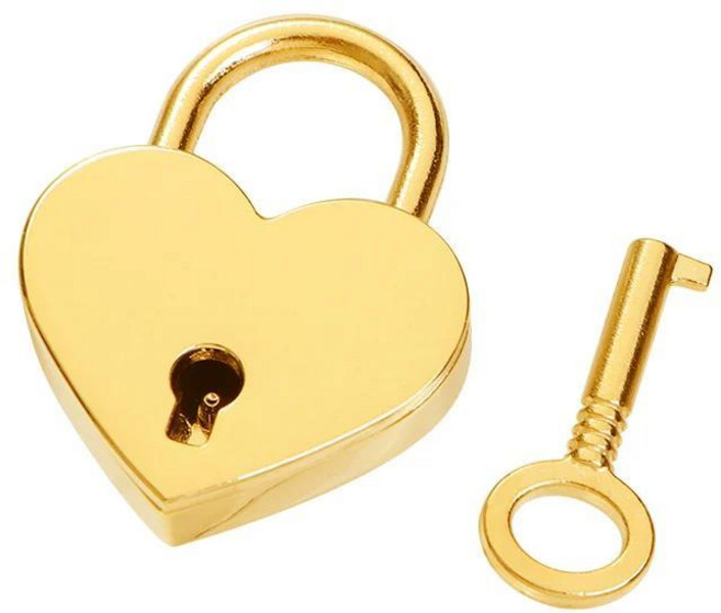 다이어리 북 귀여운 하트 모양 아연 미니 웨딩 러브 자물쇠 하드웨어 패드락, 1개, 색상: 3. gold