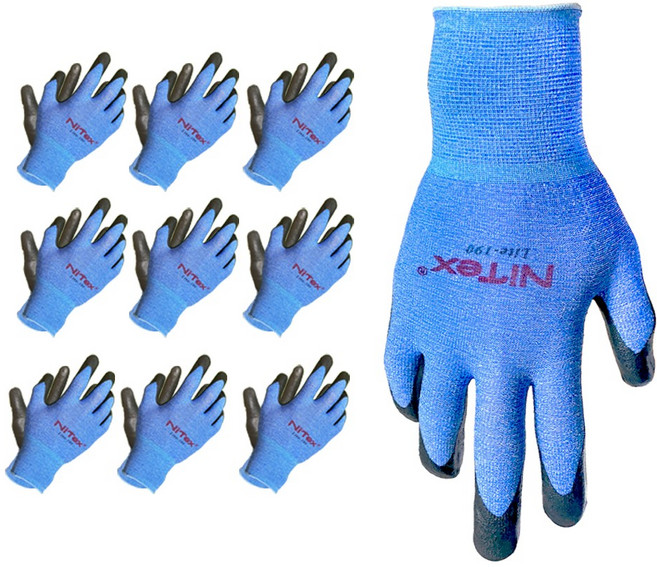 나이텍스 장갑 스타킹 Lite 190 안전 작업 손바닥 코팅 글러브 10켤레 / Nitex Stocking Lite190 Safety Coating Gloves 10pairs, L, 10개