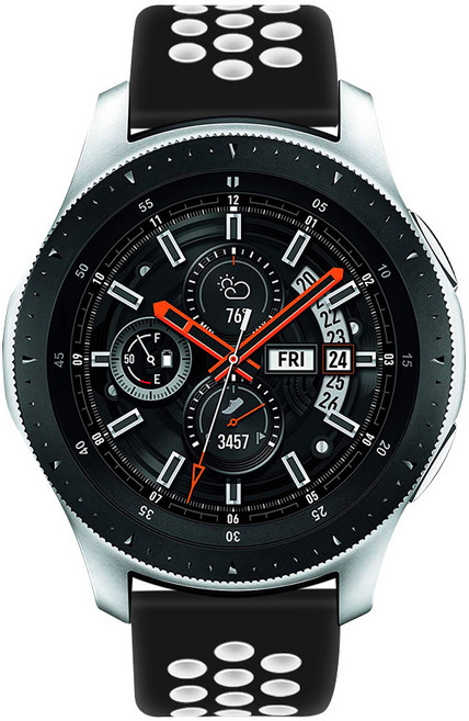 하푼 갤럭시 워치6 44mm 호환 투톤 스포츠 스트랩, 블랙(20mm), 1개