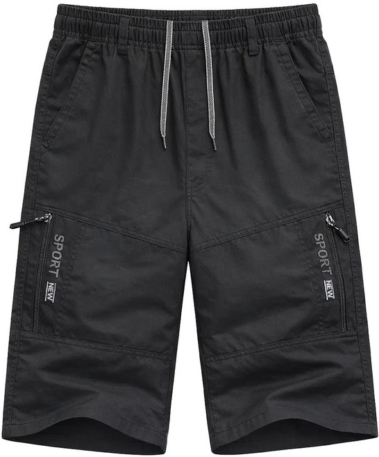 루크 남성 멀티 지퍼 포켓 7부 밴딩 면 반바지 남자 버뮤다 팬츠 등산 캠핑 낚시 츄리닝 카고 바지 헬스 운동복