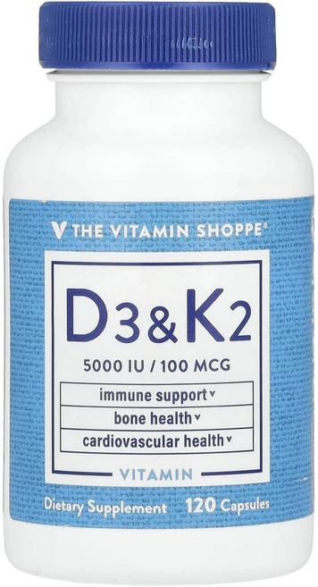 The Vitamin Shoppe 비타민D3 & K2 캡슐 120정, TheVitaminShoppe비타민D3K2캡슐120정 - 쿠팡
