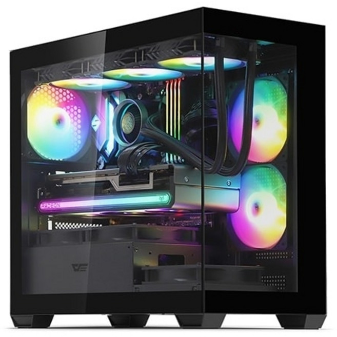 DARKFLASH DS900M RGB 강화유리 블랙 (미니타워), 1개