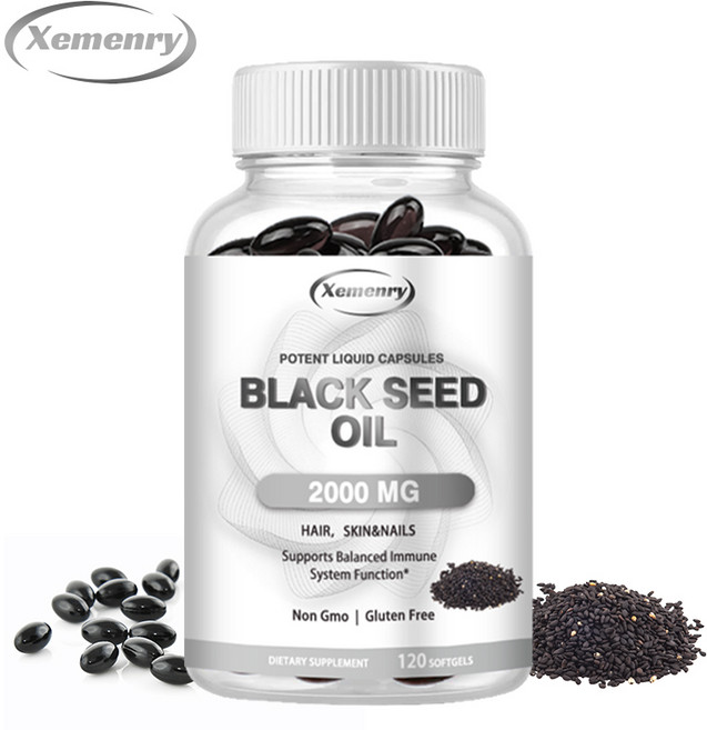 블랙 시드 오일 2000mg 냉압착 니겔라 사티바 블랙 커민 씨 오일 오메가 3 6 9 함유 강력한 항산화 효과로 관절 소화 면역력 강화 및 심장/심혈관 건강에 도움, 120정, 1개