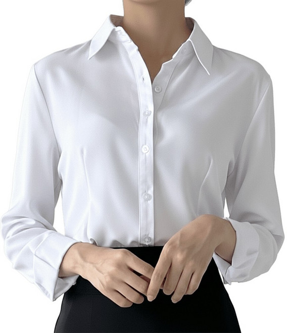 로로비 여성 슬림핏 셔츠 구김없는 화이트 블랙 하늘색 핑크 블라우스 와이셔츠 RB0002