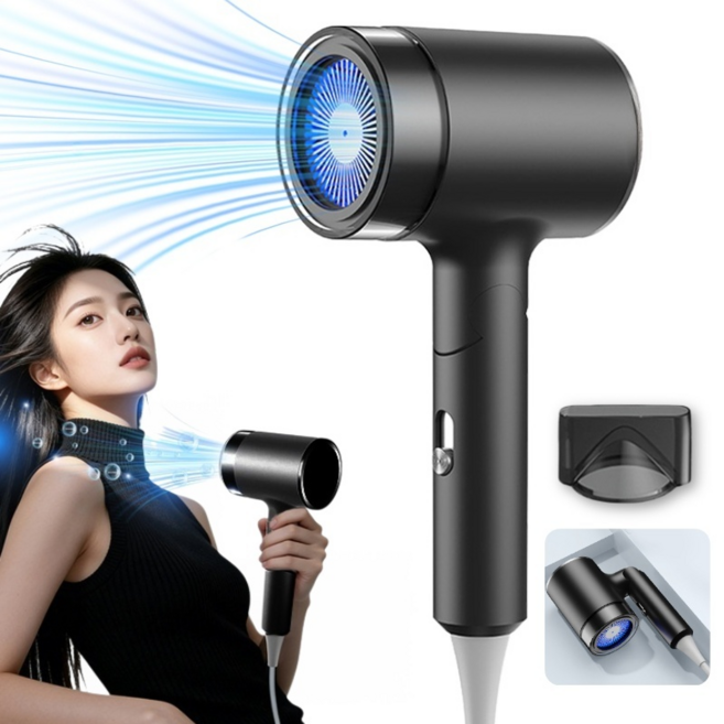 Darlisex 헤어 드라이기 초고속 음이온 휴대용 BLDC 접이식 드라이어 1800W, 다크그레이, STL-887