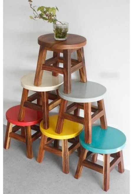 원목 미니스툴 브라운_사각 미니의자 화분받침 나무협탁