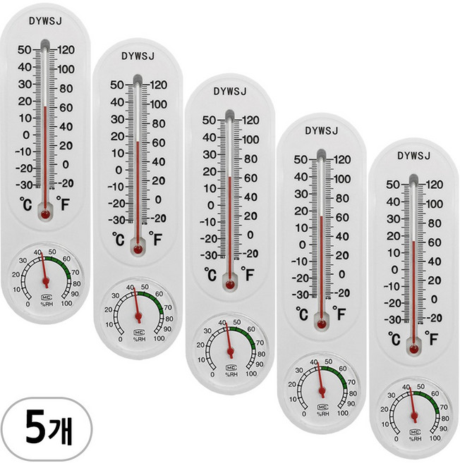 플라스틱 온습도계 A타입, 화이트, 5개, 1개